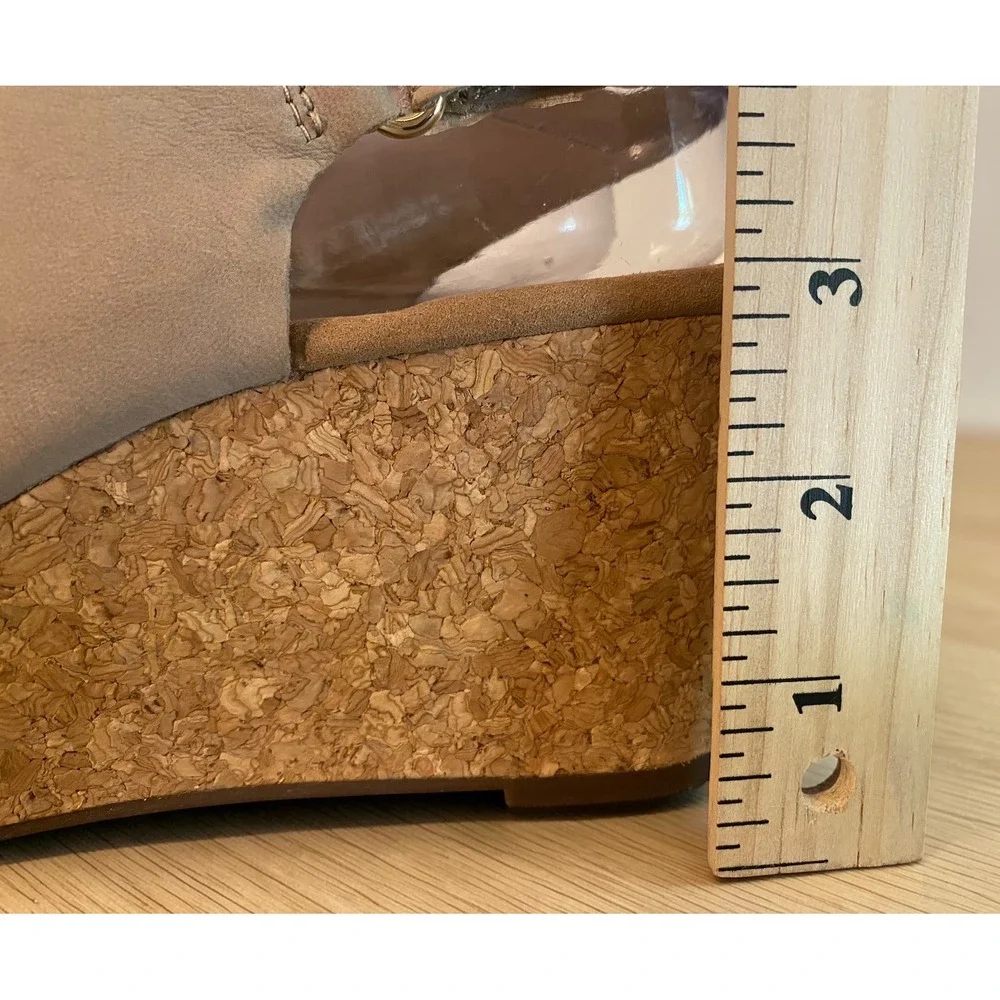 Clarks Annadel Eirwyn Cork Wedge Heel Crisscross Strap Taupe Sandals Size 8.5